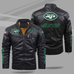 Premium Fleece Leather Jacket N.Y Jets