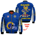Los Angeles Rams Vintage Mascot Super Bowl LVI Champions 2021 NFL Custom Name Bomber Jacket Personalized Gifts - TP