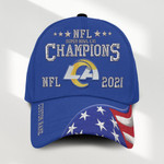 Los Angeles Rams Embroidery US Flag 2021 NFL Super Bowl LVI Champions Custom Name Classic Baseball Cap - TP