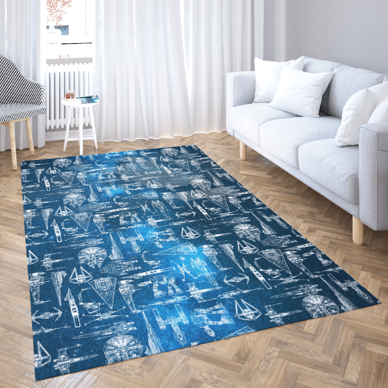 HOT Star Wars Vehicles Patent Collection blue rectangle rug2