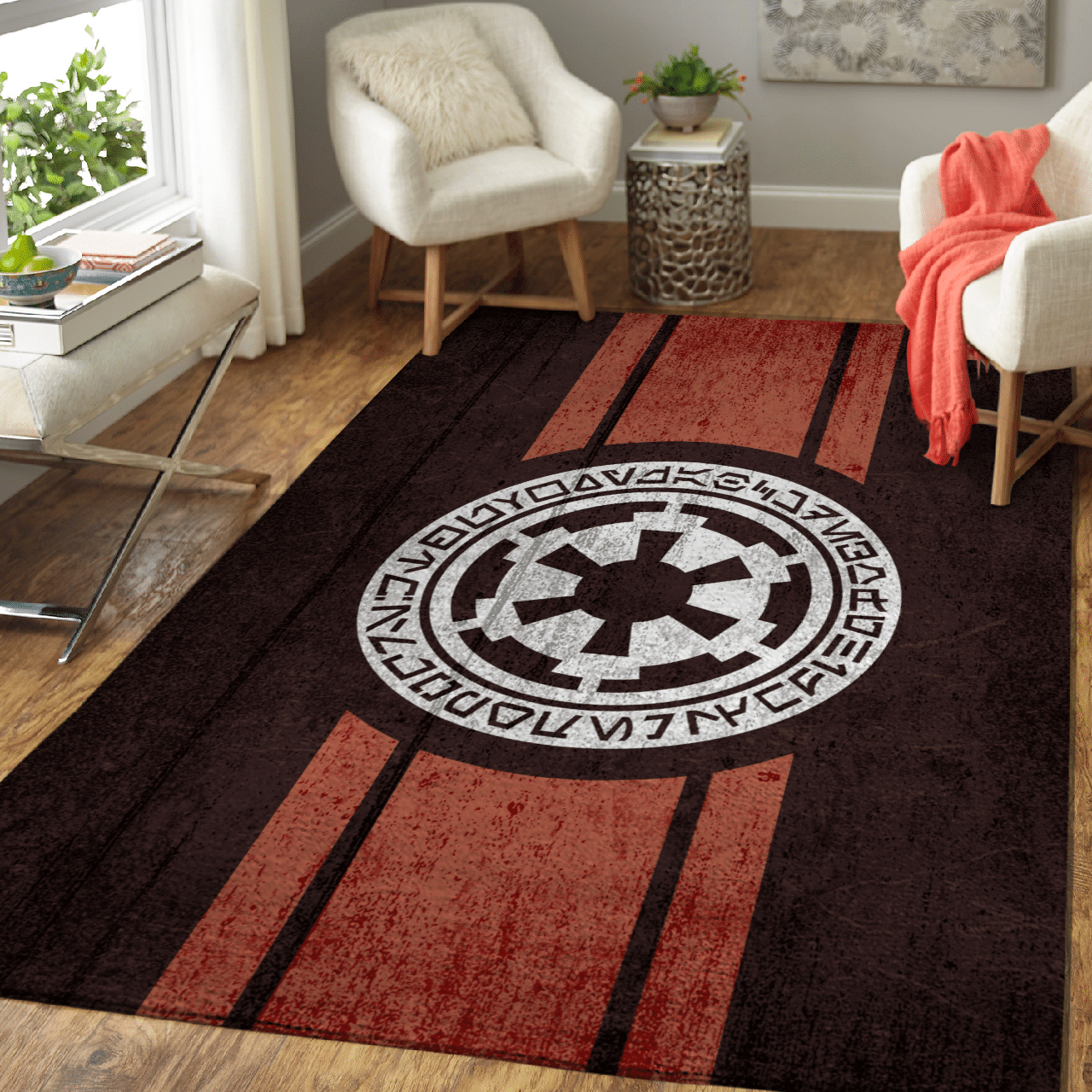 HOT Star War Darth Vader logo brown rectangle rug1