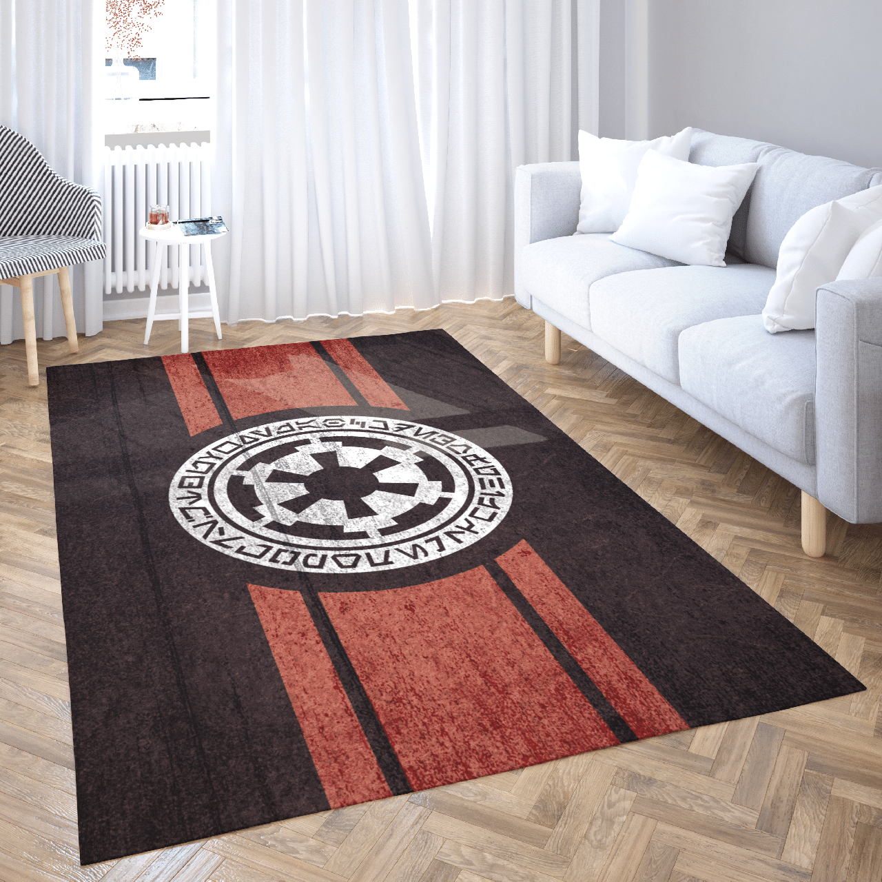 HOT Star War Darth Vader logo brown rectangle rug2