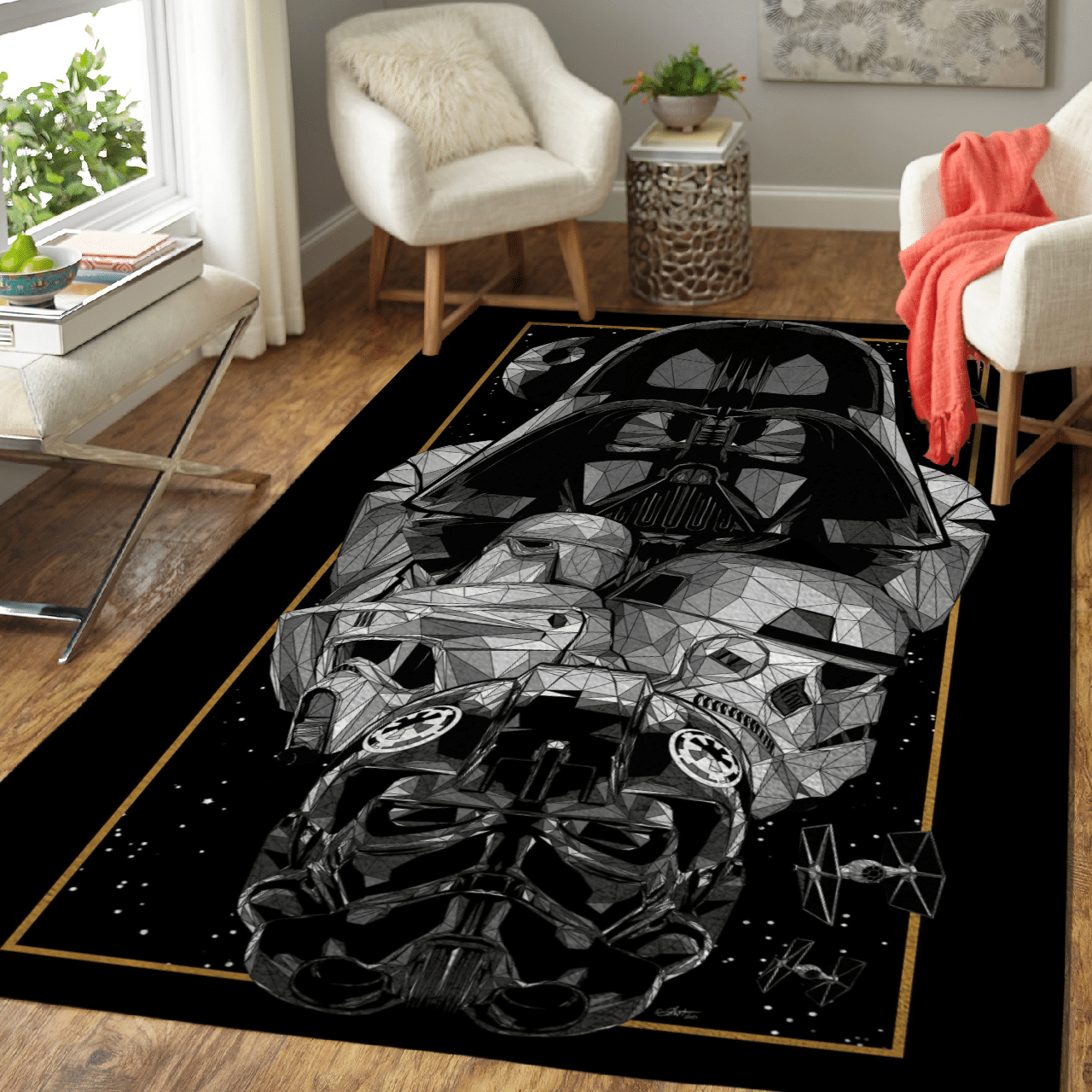 HOT Star War Darth Vader black rectangle rug1