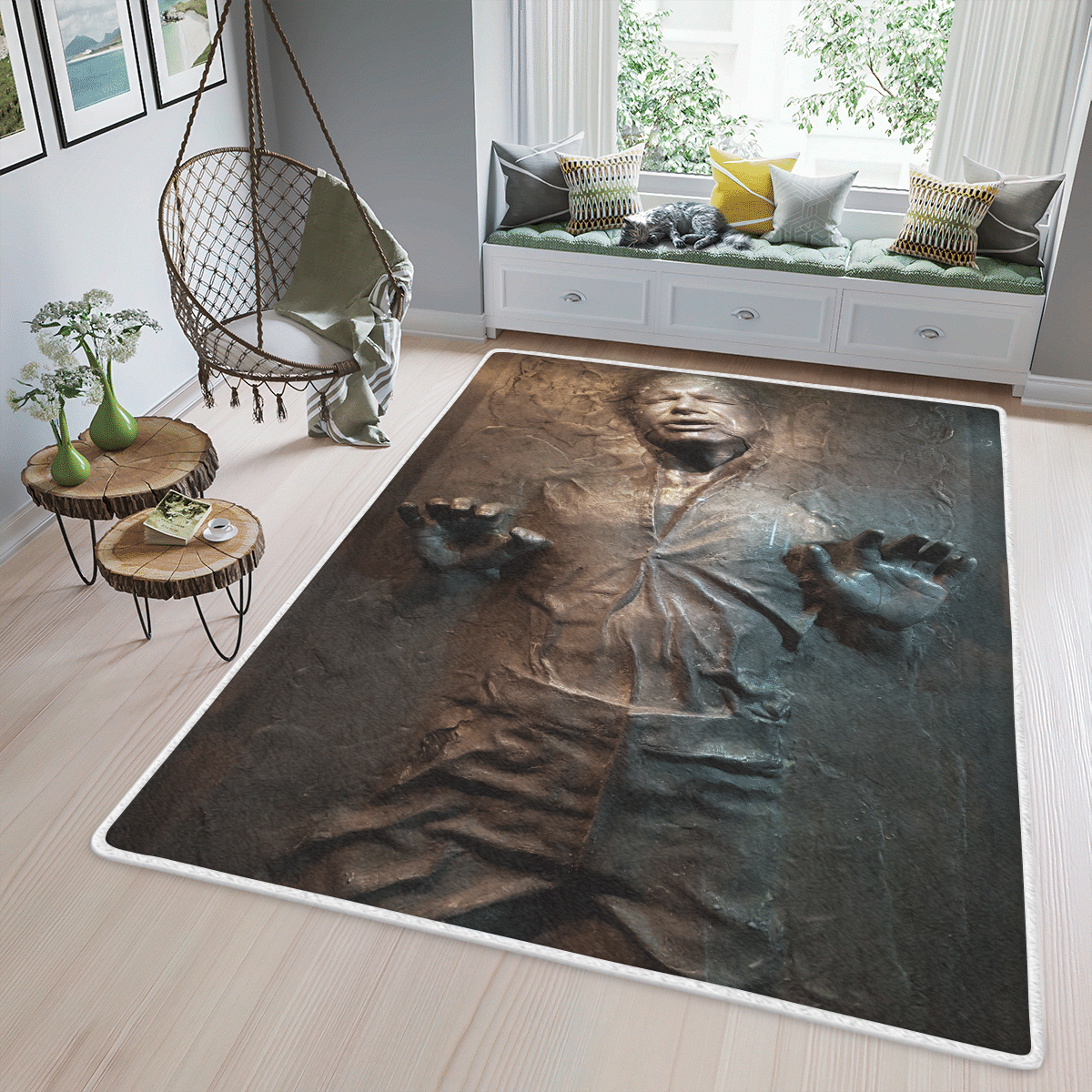 HOT Star Wars Han Solo in carbonite grey rectangle rug2