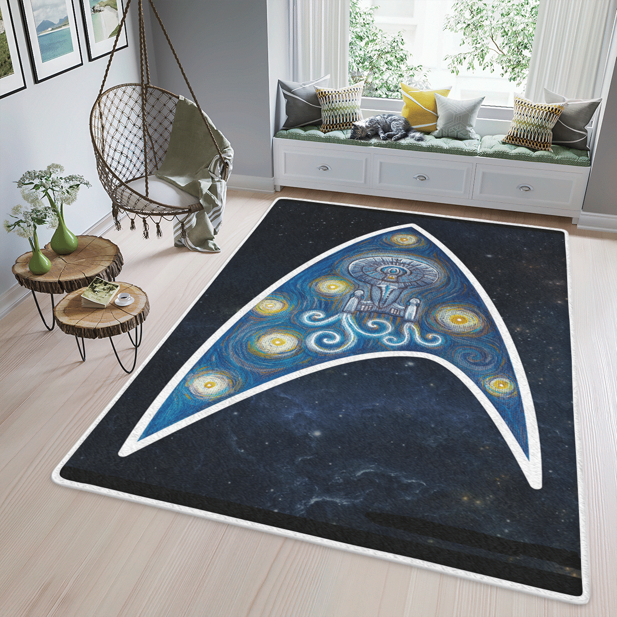 HOT Star Trek black rectangle rug2