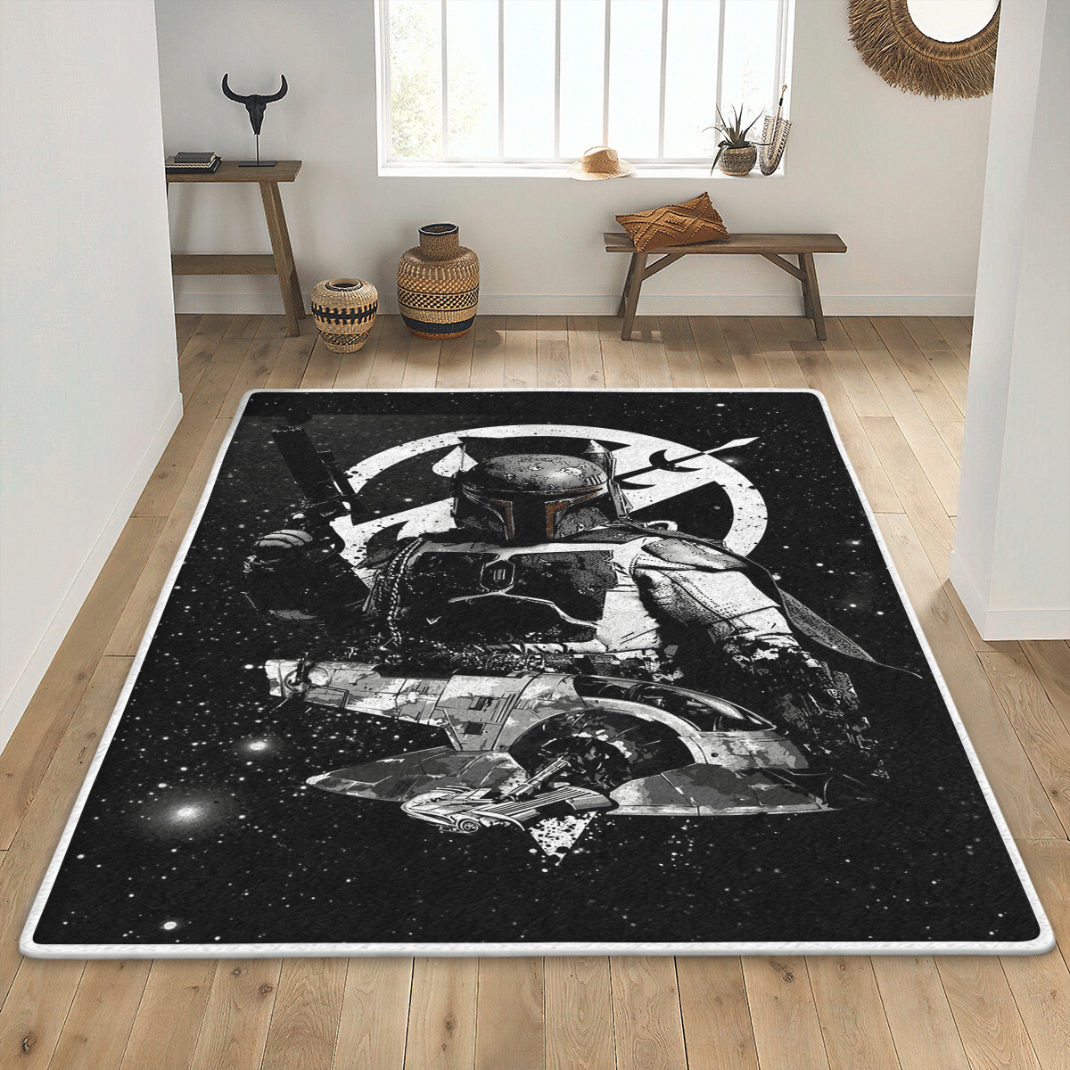 HOT Star War The Mandalorian black rectangle rug2