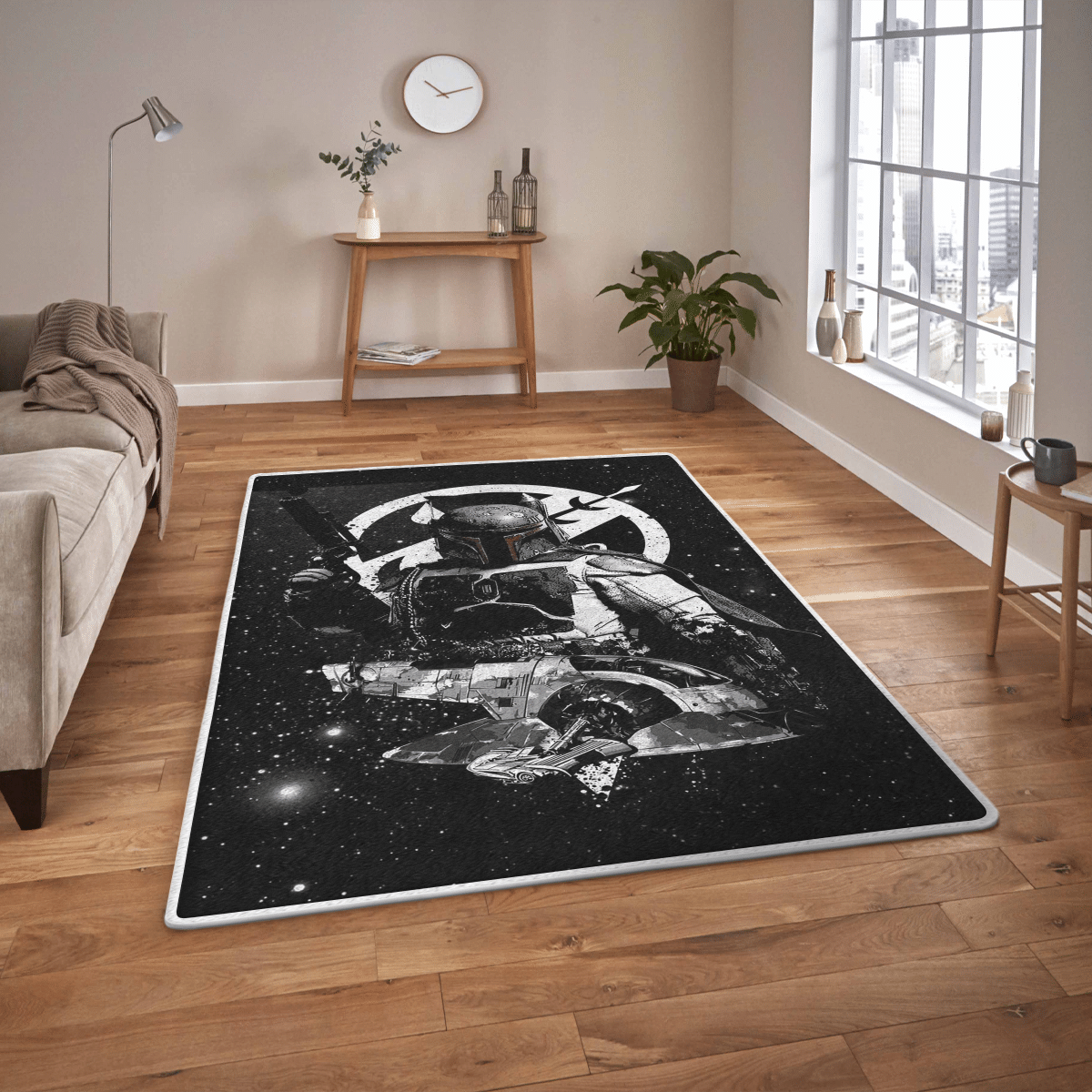 HOT Star War The Mandalorian black rectangle rug1