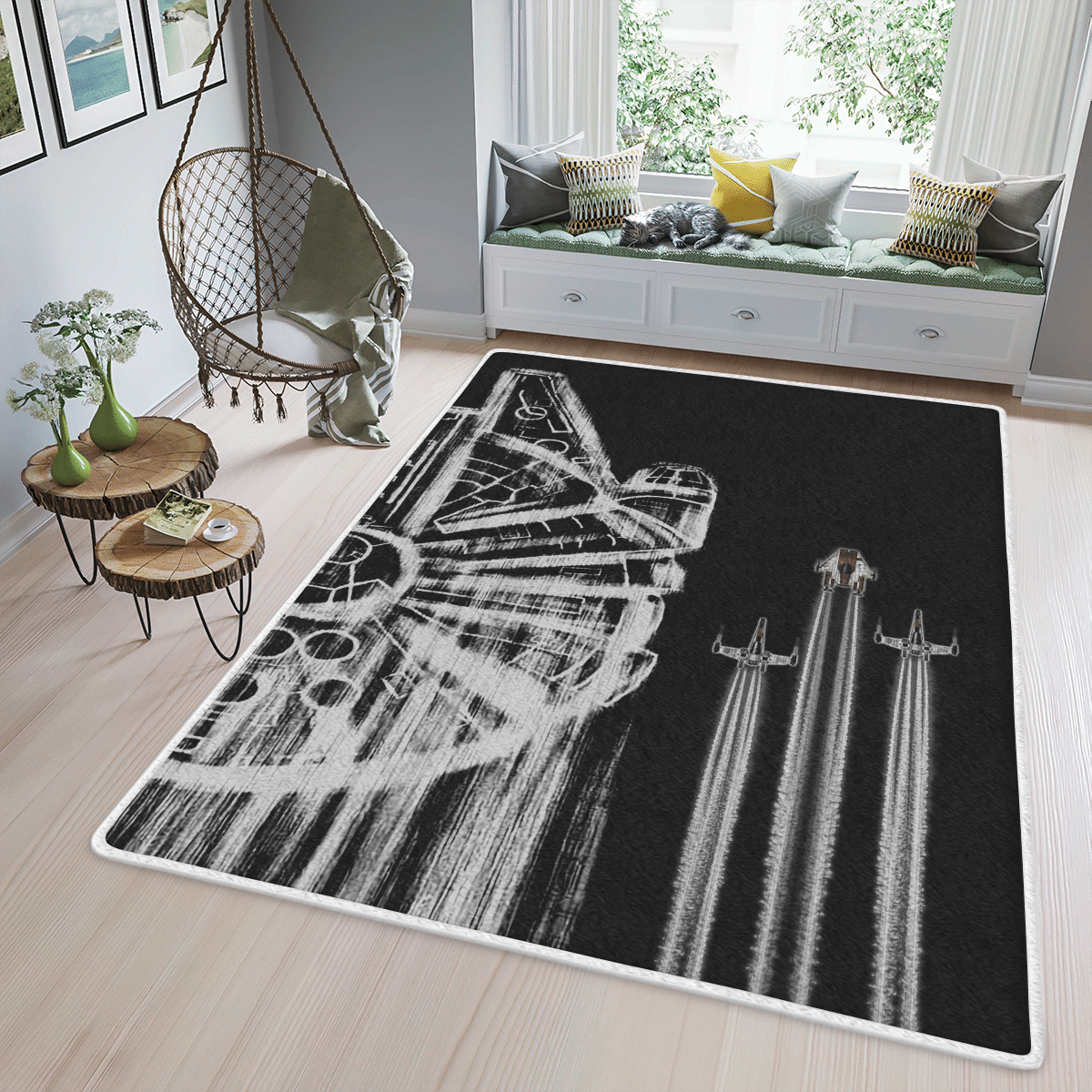 HOT Star Wars black rectangle rug2