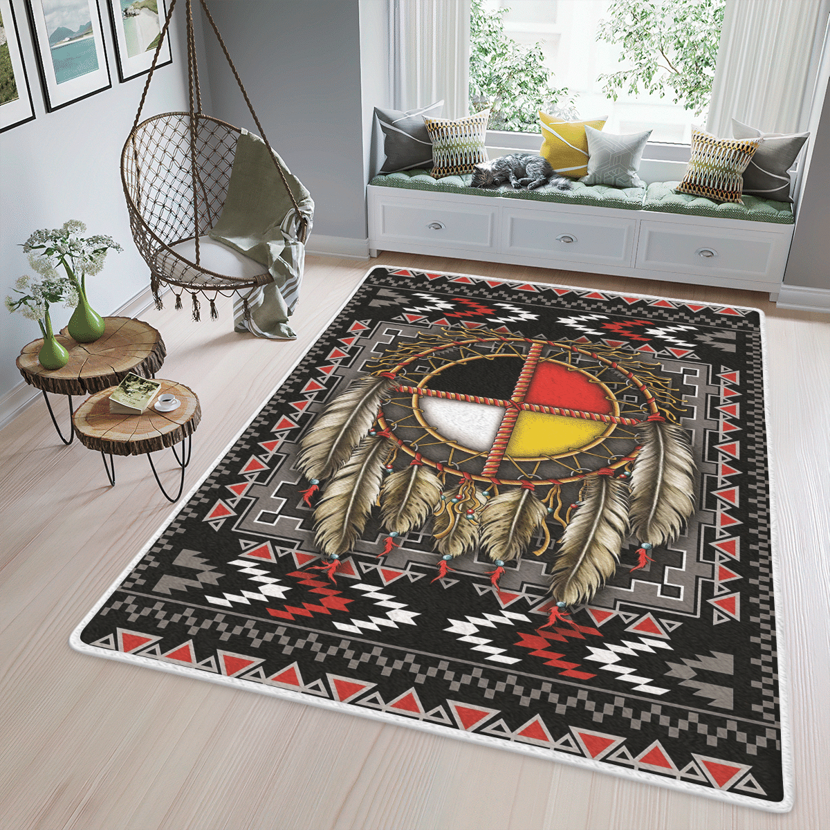 HOT Native American dreamcatcher pattern rectangle rug2