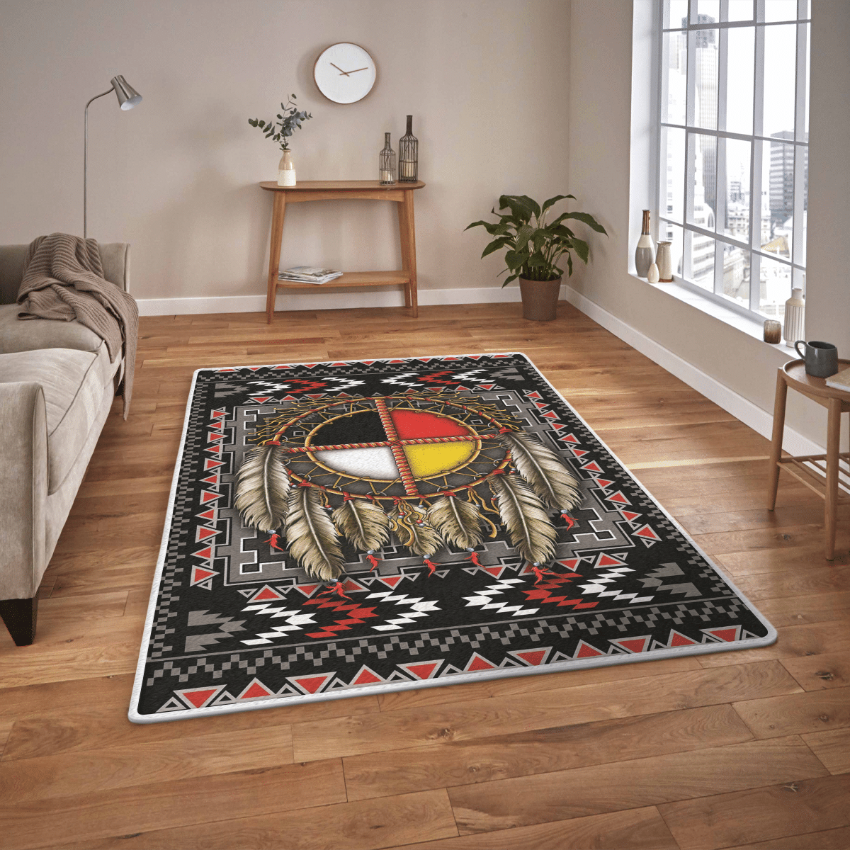 HOT Native American dreamcatcher pattern rectangle rug1
