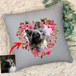 Customized Pet Flower Heart Illustration Pillow Case For Pet Owners, Dog Lovers