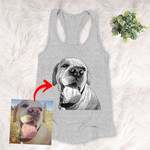 Personalized Pet Photo Portrait Sketch Hand Drawing Men & Women Tank Top for Dog Lovers, Gift for Dog Lover