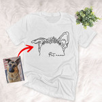 Crown Flower Dog Ears Outline Hand Drawing Custom Unisex T-shirt
