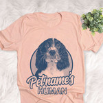 Personalized English Springer Spaniel Dog Shirts For Human Bella Canvas Unisex T-shirt Heather Peach
