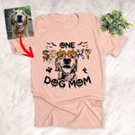 Customized Halloween Spooky Dog Mom Pet Portrait T-Shirt