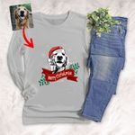 Customized Christmas 2021 Sketch Pet Portrait Christmas Ribbon Unisex Long Sleeves For Pet Owners