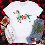Pattern Dachshund merry christmas 2D T-Shirt
