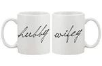 Hubby and Wifey Calligraphy Style Couple Matching Coffee s for Couples Ceramic Mug
