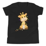Christmas in July Giraffe with Christmas lights 4th of July Youth Short Sleeve T Shirt 2D T-Shirt