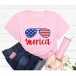 4th of July TShirt Fourth of July Shirt Ladies American Flag Tee Red White and Blue Tees Womens Amer 2D T-Shirt