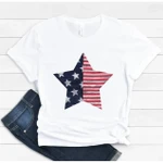 4th of July Patriotic Trending Star Short Sleeve Unisex T Shirt 2D T-Shirt