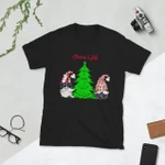 4th of July Christmas in July Gnomes around the Christmas Tree Short Sleeve Unisex T Shirt 2D T-Shirt
