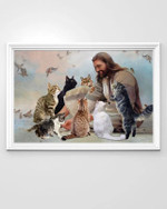 Jesus surrounded by cats Poster