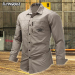 Long Sleeve Lapel Zipper Cotton Military Outdoor Casual Men Shirt