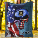 Amazing Us Army Flag Skull Veteran Blanket