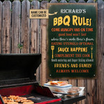 Personalized Grilling BBQ Rules Come Hungry And On Time Customized Classic Metal Signs