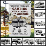 Personalized Camping Map Forecast Drinking Customized Flag