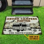 Personalized Camping Drunk Camper Matter Customized Doormat