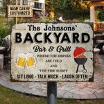 Personalized Backyard Grilling Cold Drinks Hot Fire Customized Classic Metal Signs