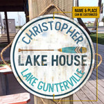 Personalized Boating Lake House Customized Wood Circle Sign