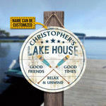 Personalized Lake House Relax Unwind Customized Wood Circle Sign