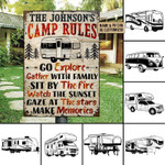 Personalized Camping Rules Explore Gather Customized Classic Metal Signs