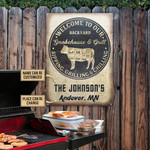 Personalized Grilling Beef Welcome To Backyard Customized Classic Metal Signs