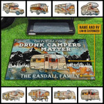 Personalized Camping Drunk Camper Blue Earth Custom RV Customized Doormat