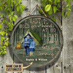 Personalized Camping Tent Baby Let's Go Customized Wood Circle Sign