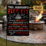 Personalized Camping Firepit Get Toasted Black Customized Flag