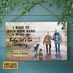 Personalized Camping I Want To Hold Your Hand Customized Wood Rectangle Sign