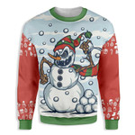Evil Snowman Throwing Snowball Christmas EZ22 1410 All Over Print Sweatshirt