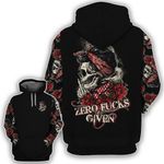 Rose Skull 3D Hoodie Zero Fucks Given