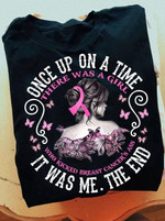 Breast Cancer Awareness Butterfly T-shirt Once Upon A Time There Was A Girl