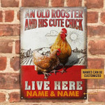 Personalized Gift For Couple Chicken Metal Sign Live Here