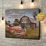 Personalized Gift For Couple Farmer Canvas Wall Art God Blessed