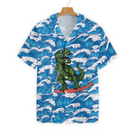 Surfing T-Rex Dinosaur EZ21 2710 Hawaiian Shirt