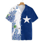 Royal Blue Bluebonnet Texas Hawaiian Shirt, Floral Texas Flag Shirt Horizontal Version, Proud Texas Shirt For Men