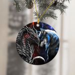 Dragon and Wolf Unique Design Chirstmas Ornament