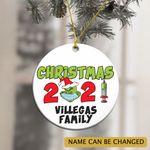 Personalized Family Name Grinch Christmas 2021 Ornament